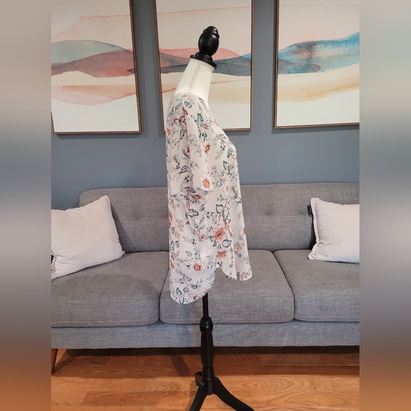 Loft floral blouse short sleeve high low XL - Picture 2 of 8